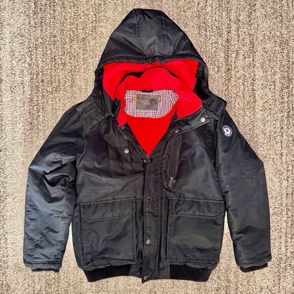 Ben Sherman Big Kids Full Zip Heavy Down Nylon Bomber Hooded Jacket Black XL - Picture 1 of 12